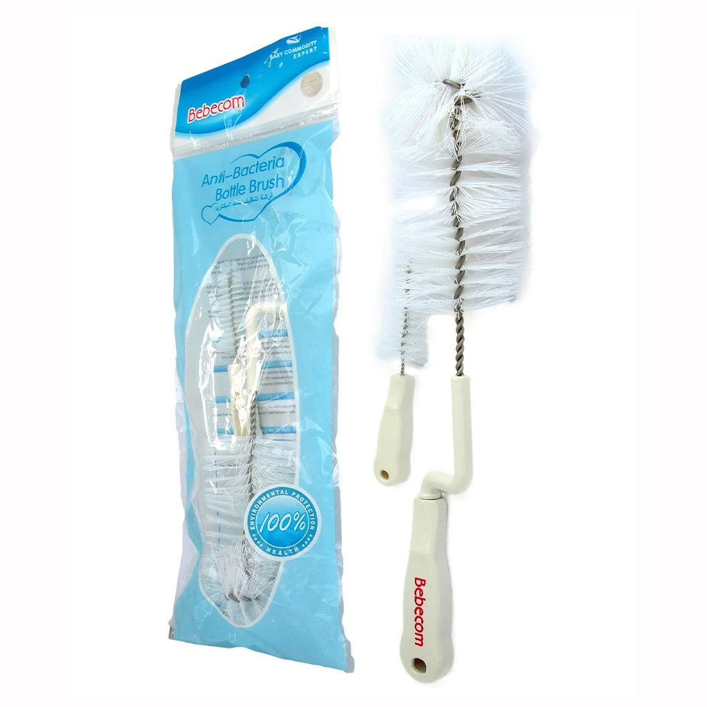Bebecom Anti-bacterial Nylon Bottle Brush + Nipple Brush Small - Easy Pharmacy LLC