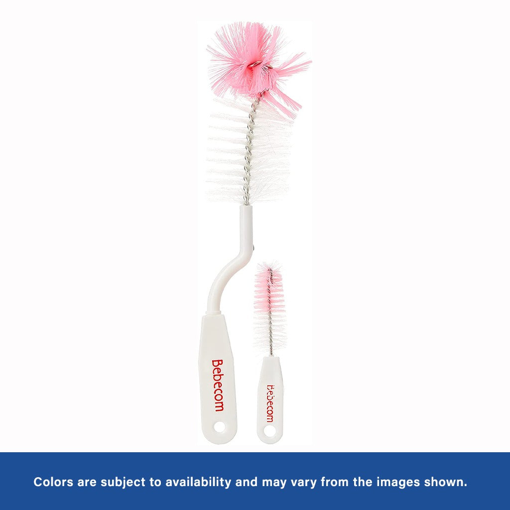 Bebecom Anti-bacterial Nylon Bottle Brush + Nipple Brush Small - Easy Pharmacy LLC