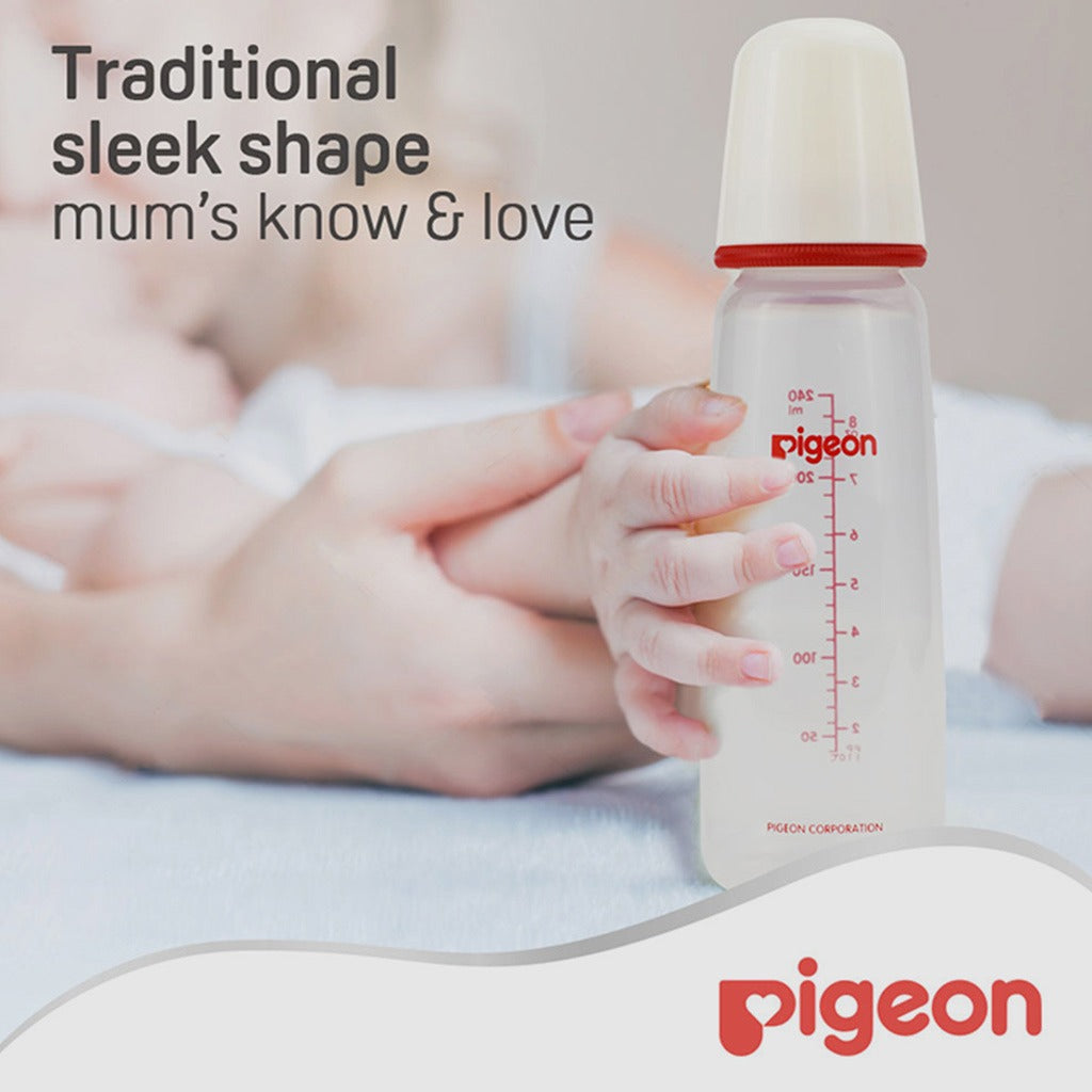 Pigeon Plastic Feeding Bottle For Babies With White Cap 240ml - Assorted KP-8 - Easy Pharmacy LLC