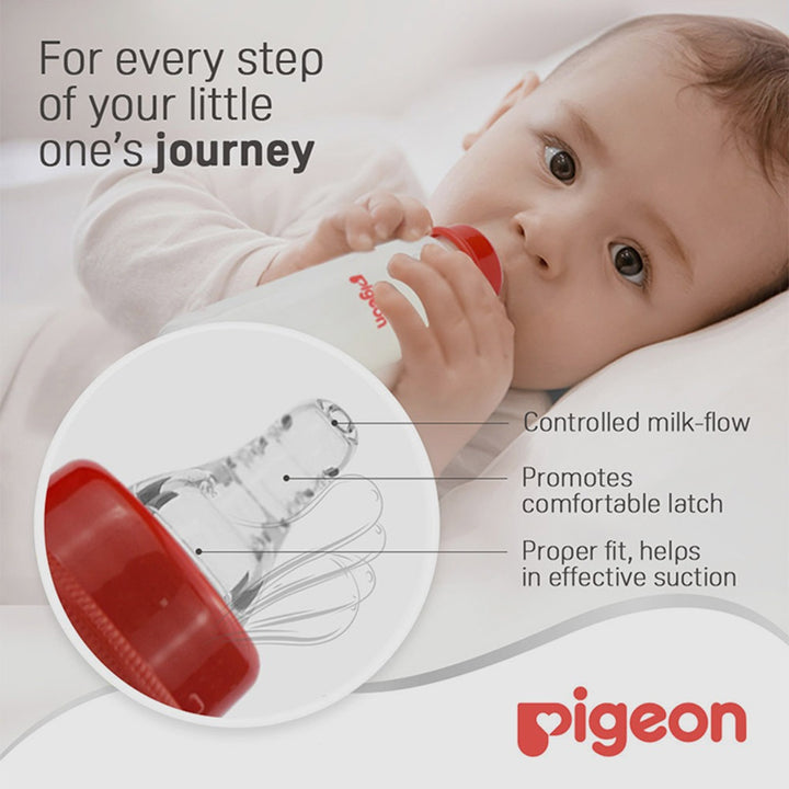 Pigeon Plastic Feeding Bottle For Babies With White Cap 240ml - Assorted KP-8 - Easy Pharmacy LLC