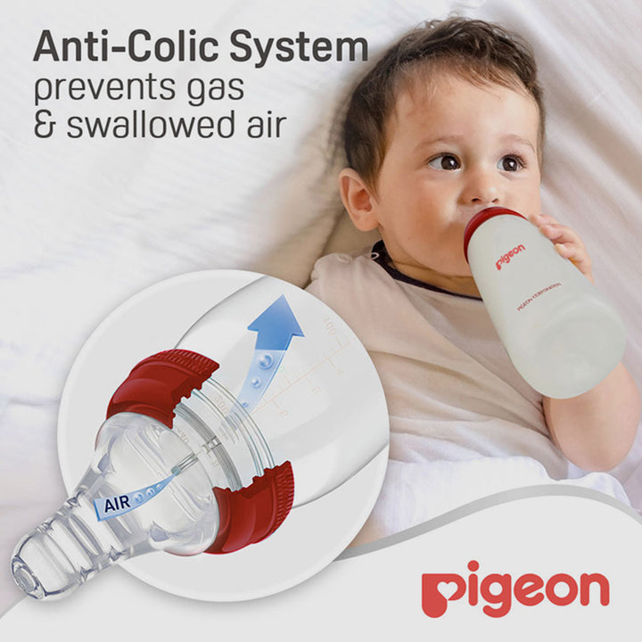 Pigeon Plastic Feeding Bottle For Babies With White Cap 240ml - Assorted KP-8 - Easy Pharmacy LLC