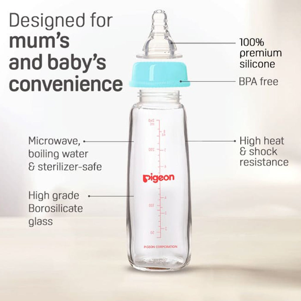 Pigeon Plastic Feeding Bottle For Babies With White Cap 240ml - Assorted KP-8 - Easy Pharmacy LLC