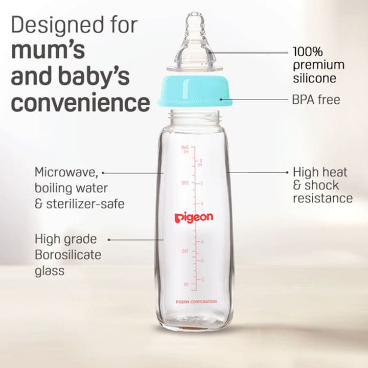 Pigeon Plastic Feeding Bottle For Babies With White Cap 240ml - Assorted KP-8 - Easy Pharmacy LLC