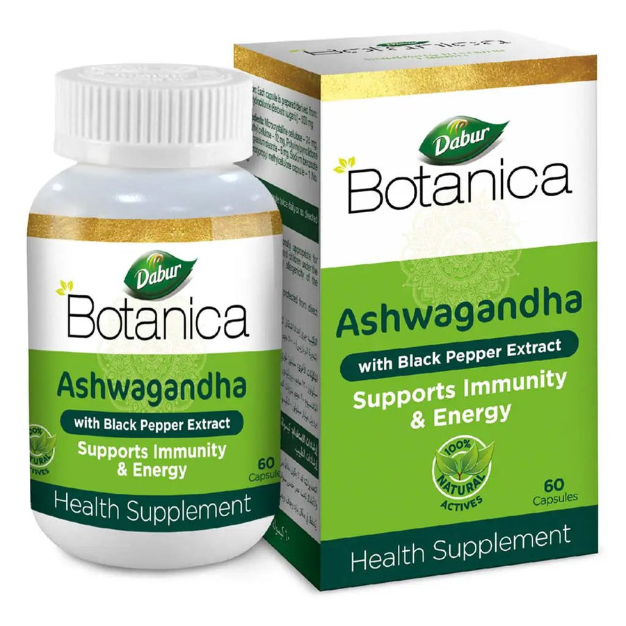 Dabur Botanica Ashwagandha Capsule With Black Pepper Extract For Immunity, Pack of 60's