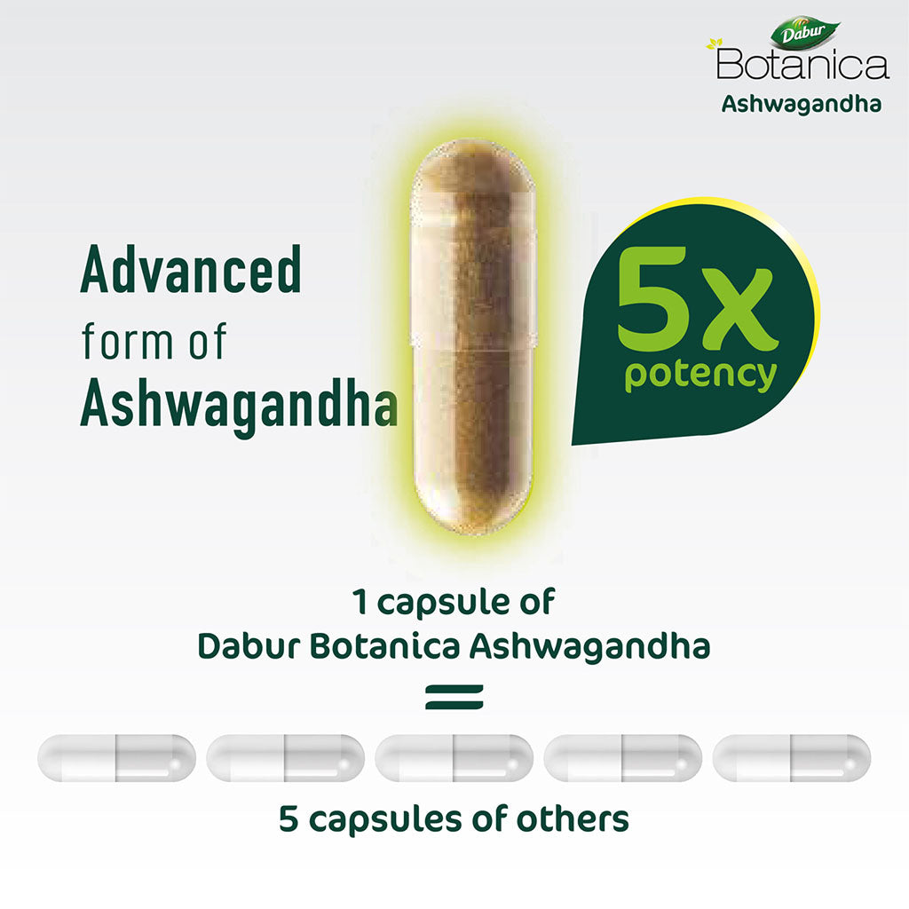 Dabur Botanica Ashwagandha Capsule With Black Pepper Extract For Immunity, Pack of 60's - Easy Pharmacy LLC