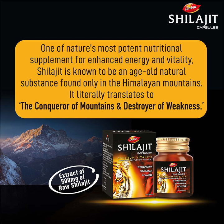 Dabur Shilajit Capsules For Vigour And Health, Pack of 30's - Easy Pharmacy LLC