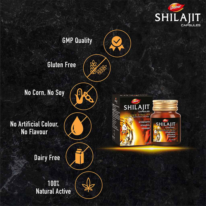 Dabur Shilajit Capsules For Vigour And Health, Pack of 30's - Easy Pharmacy LLC