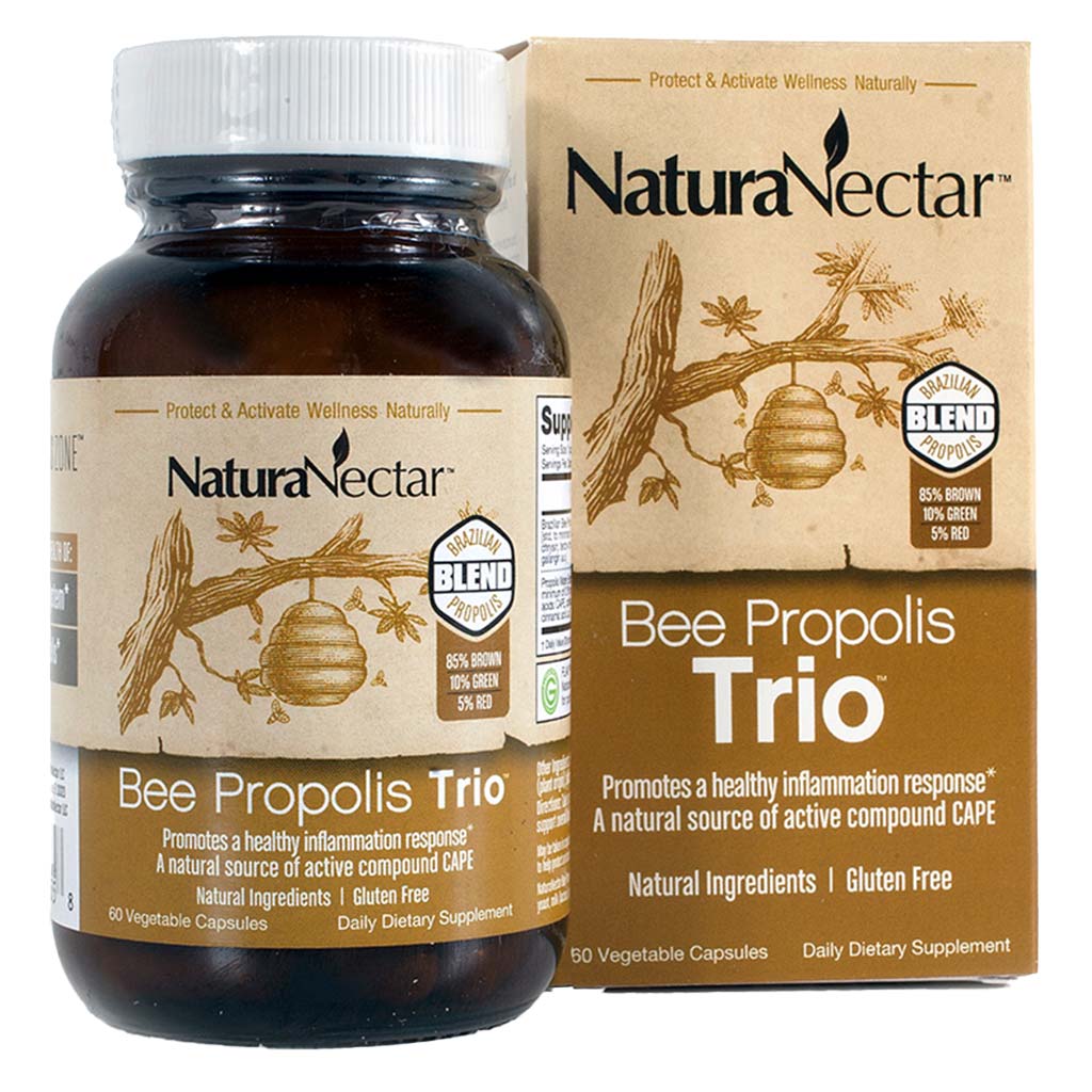 NaturaNectar Bee Propolis Trio Vegetable Capsule For Immune & Inflammation Support, Pack of 60's - Easy Pharmacy LLC