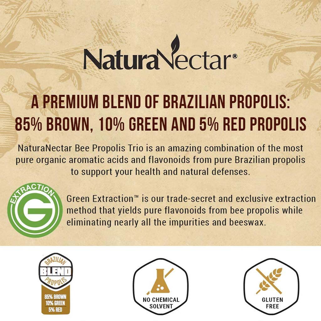 NaturaNectar Bee Propolis Trio Vegetable Capsule For Immune & Inflammation Support, Pack of 60's - Easy Pharmacy LLC