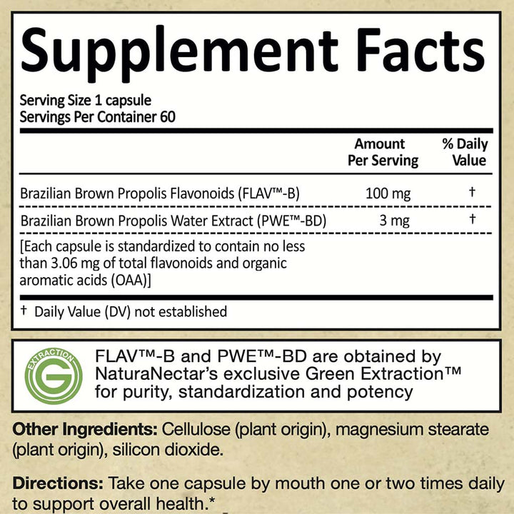 NaturaNectar Brown Bee Propolis Vegetable Capsule For Immune Support, Pack of 60's - Easy Pharmacy LLC