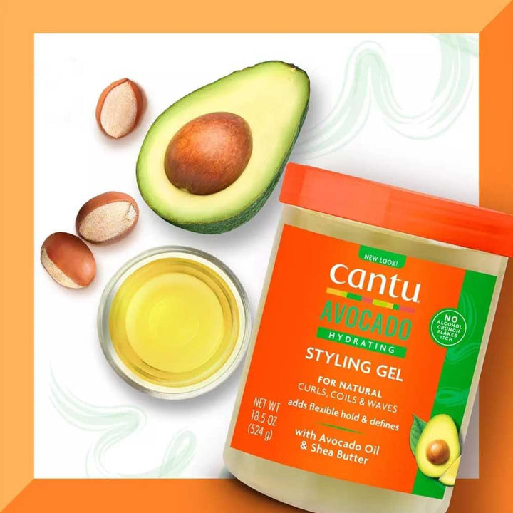 Cantu Avocado Hydrating Hair Styling Gel For Natural Curls, Coils & Waxes 524g - Easy Pharmacy LLC