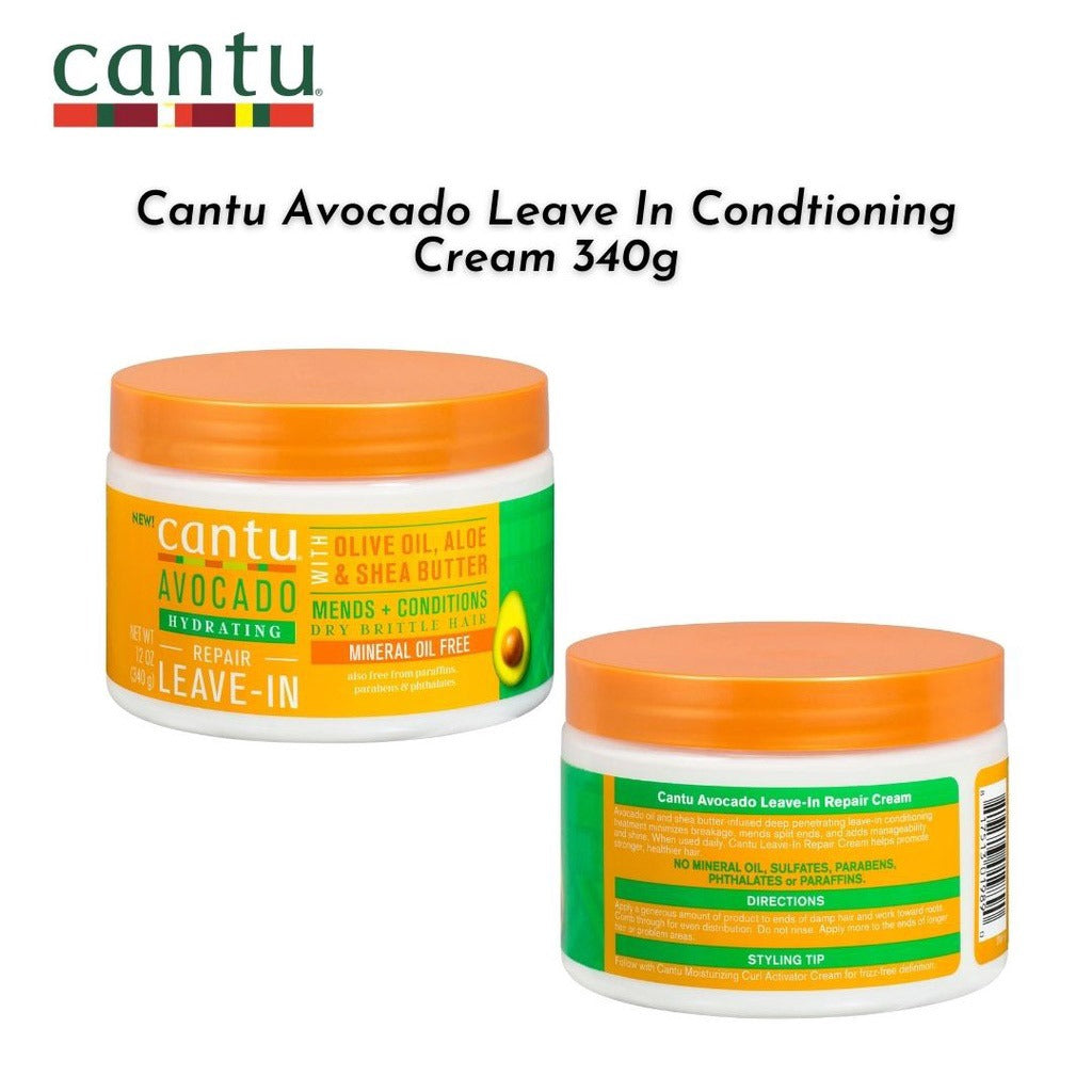 Cantu Avocado Hydrating Mineral Oil Free Repair Leave-In Cream For Dry & Brittle Hair 340g - Easy Pharmacy LLC