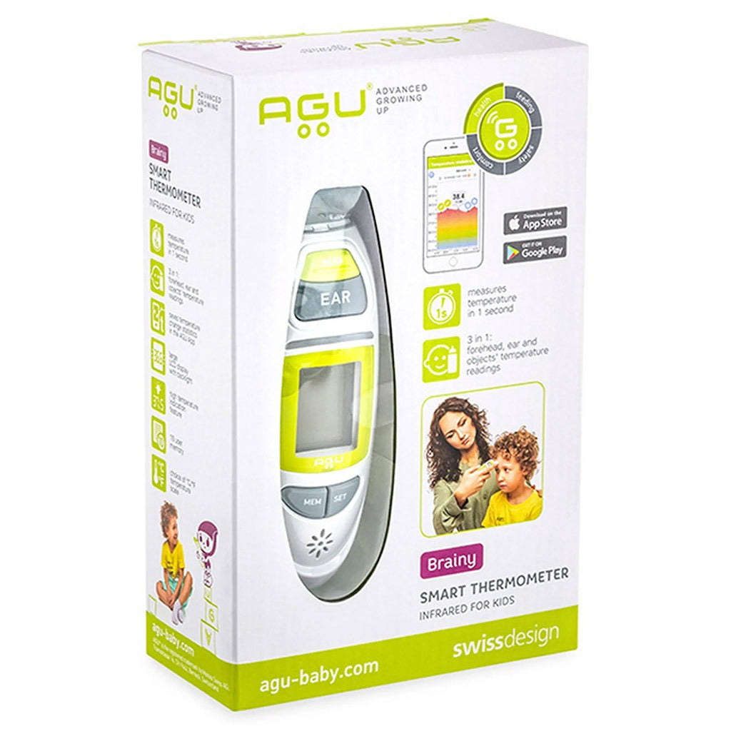 Agu Baby Brainy Smart Infrared 3 In 1 Thermometer For Kids Green/White 97130 - Easy Pharmacy LLC