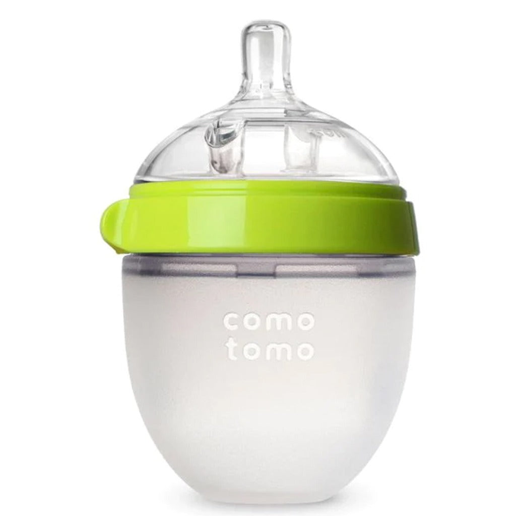 Comotomo Soft Hygienic Silicone Natural Feel Baby Feeding Bottle Green/White 150ml - Easy Pharmacy LLC