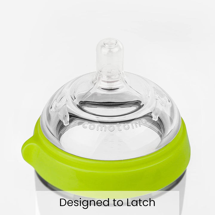 Comotomo Soft Hygienic Silicone Natural Feel Baby Feeding Bottle Green/White 150ml - Easy Pharmacy LLC