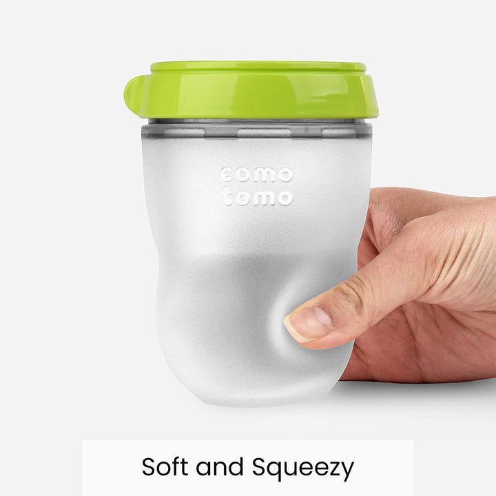 Comotomo Soft Hygienic Silicone Natural Feel Baby Feeding Bottle Green/White 150ml - Easy Pharmacy LLC