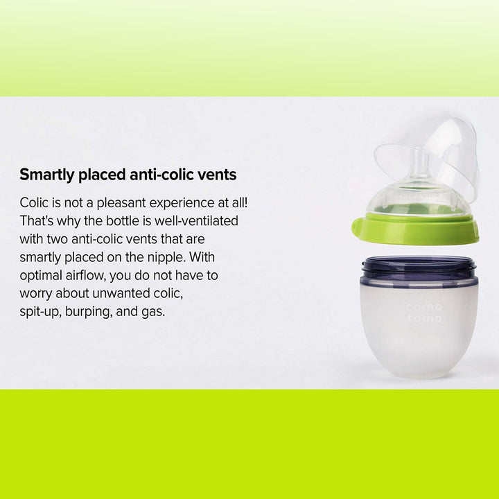 Comotomo Soft Hygienic Silicone Natural Feel Baby Feeding Bottle Green/White 150ml - Easy Pharmacy LLC