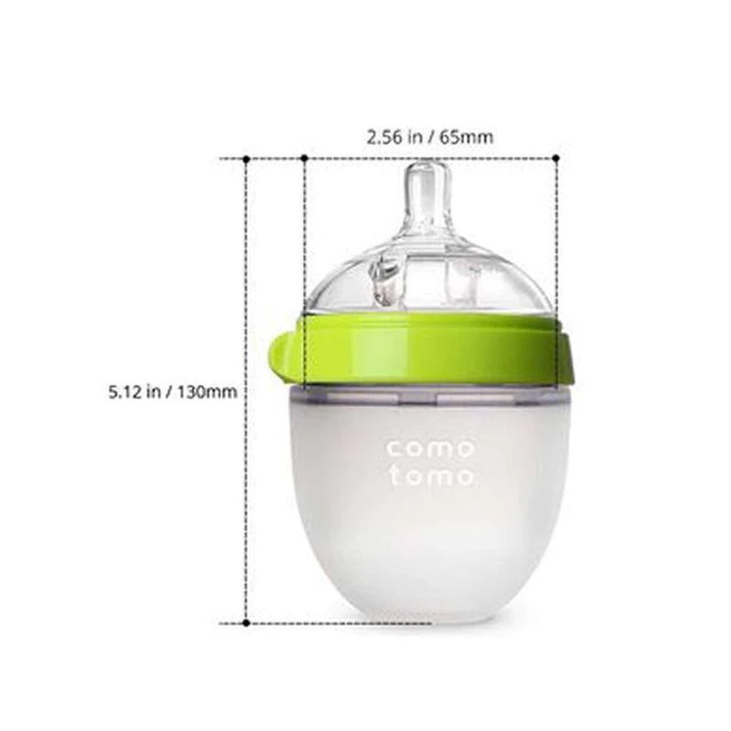 Comotomo Soft Hygienic Silicone Natural Feel Baby Feeding Bottle Green/White 150ml - Easy Pharmacy LLC