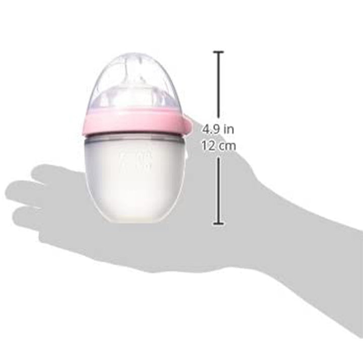 Comotomo Soft Hygienic Silicone Natural Feel Baby Feeding Bottle Pink/White 150ml - Easy Pharmacy LLC