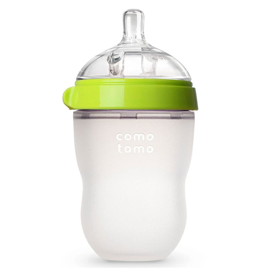 Comotomo Soft Hygienic Silicone Natural Feel Baby Feeding Bottle Green/White 250ml - Easy Pharmacy LLC