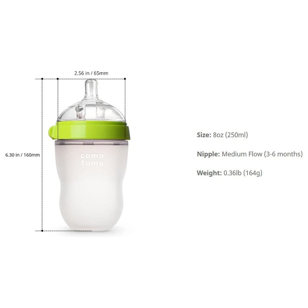 Comotomo Soft Hygienic Silicone Natural Feel Baby Feeding Bottle Green/White 250ml - Easy Pharmacy LLC