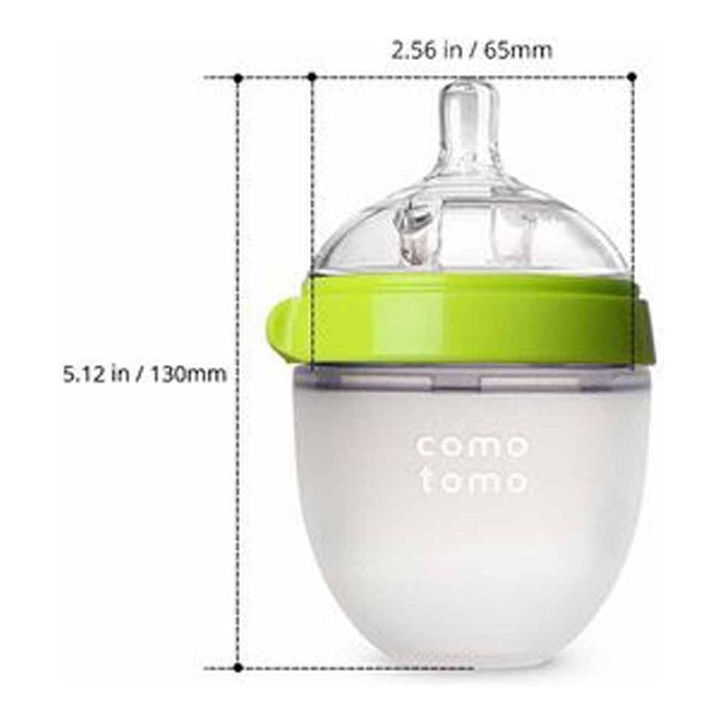Comotomo Soft Hygienic Silicone Natural Feel Baby Feeding Bottle Green/White 150ml, Pack of 2's - Easy Pharmacy LLC