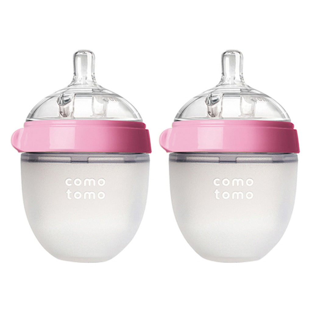 Comotomo Soft Hygienic Silicone Natural Feel Baby Feeding Bottle Pink/White 150ml, Pack of 2's - Easy Pharmacy LLC