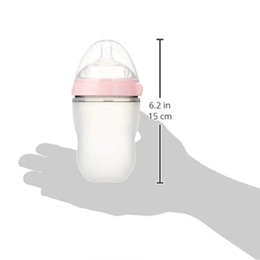 Comotomo Soft Hygienic Silicone Natural Feel Baby Feeding Bottle Pink/White 250ml, Pack of 2's - Easy Pharmacy LLC