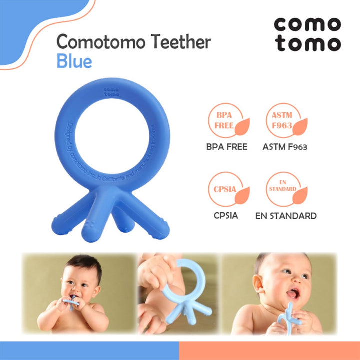 Comotomo Easy To Grab Silicone Baby Teether Blue - Easy Pharmacy LLC