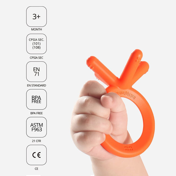 Comotomo Easy To Grab Silicone Baby Teether Orange - Easy Pharmacy LLC