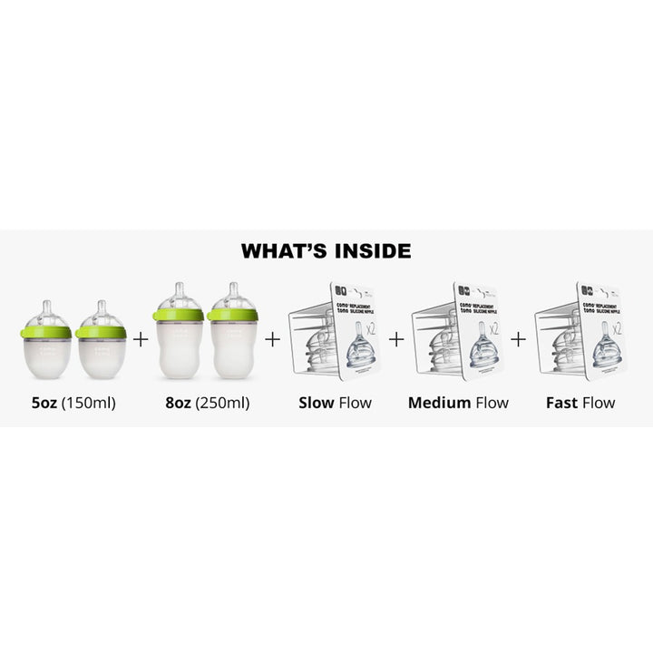 Comotomo Baby Feeding Bottles With Replacement Silicone Nipples-Green, Bundle Pack of 10 Pieces - Easy Pharmacy LLC