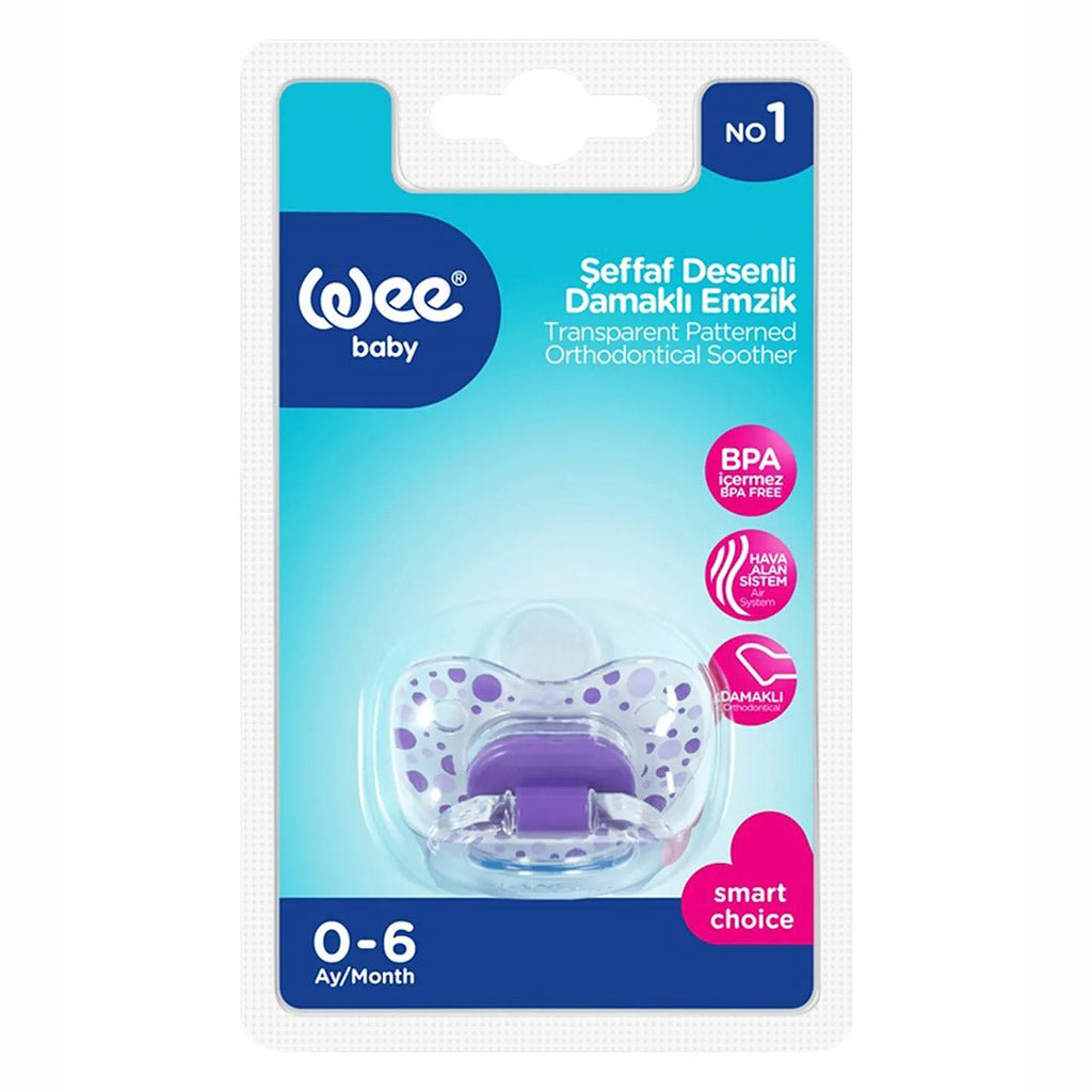 Wee Baby Transparent Patterned Orthodontical Soother For 0-6 Months Baby, Pack of 1's - Easy Pharmacy LLC