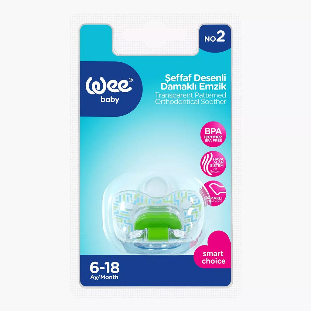 Wee Baby Transparent Patterned Orthodontical Soother For 6-18 Months Baby, Pack of 1's - Easy Pharmacy LLC