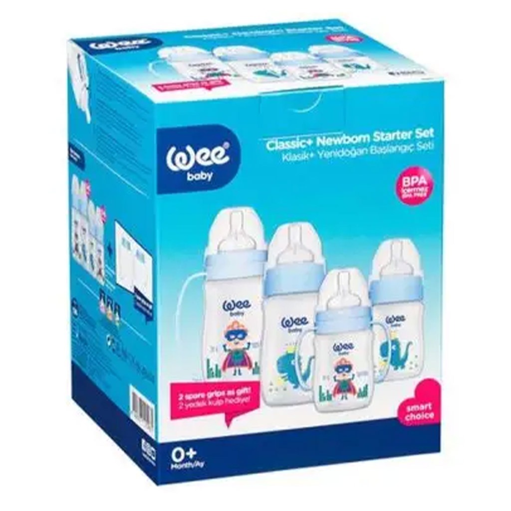 Wee Baby Classic Plus Wide Neck Newborn PP Feeding Bottle Starter Set Blue - Easy Pharmacy LLC