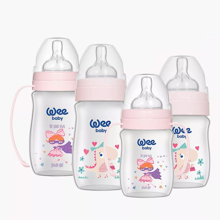 Wee Baby Classic Plus Wide Neck Newborn PP Feeding Bottle Starter Set Pink - Easy Pharmacy LLC