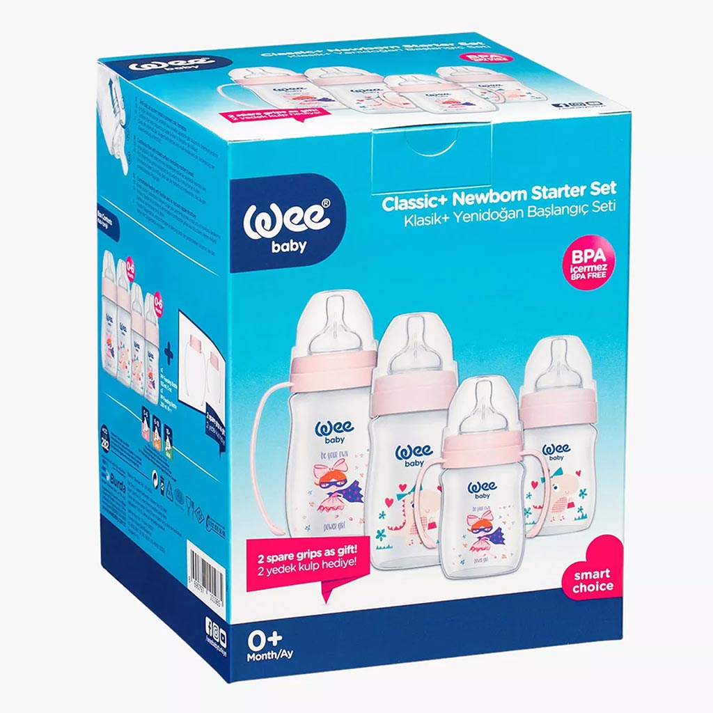 Wee Baby Classic Plus Wide Neck Newborn PP Feeding Bottle Starter Set Pink - Easy Pharmacy LLC