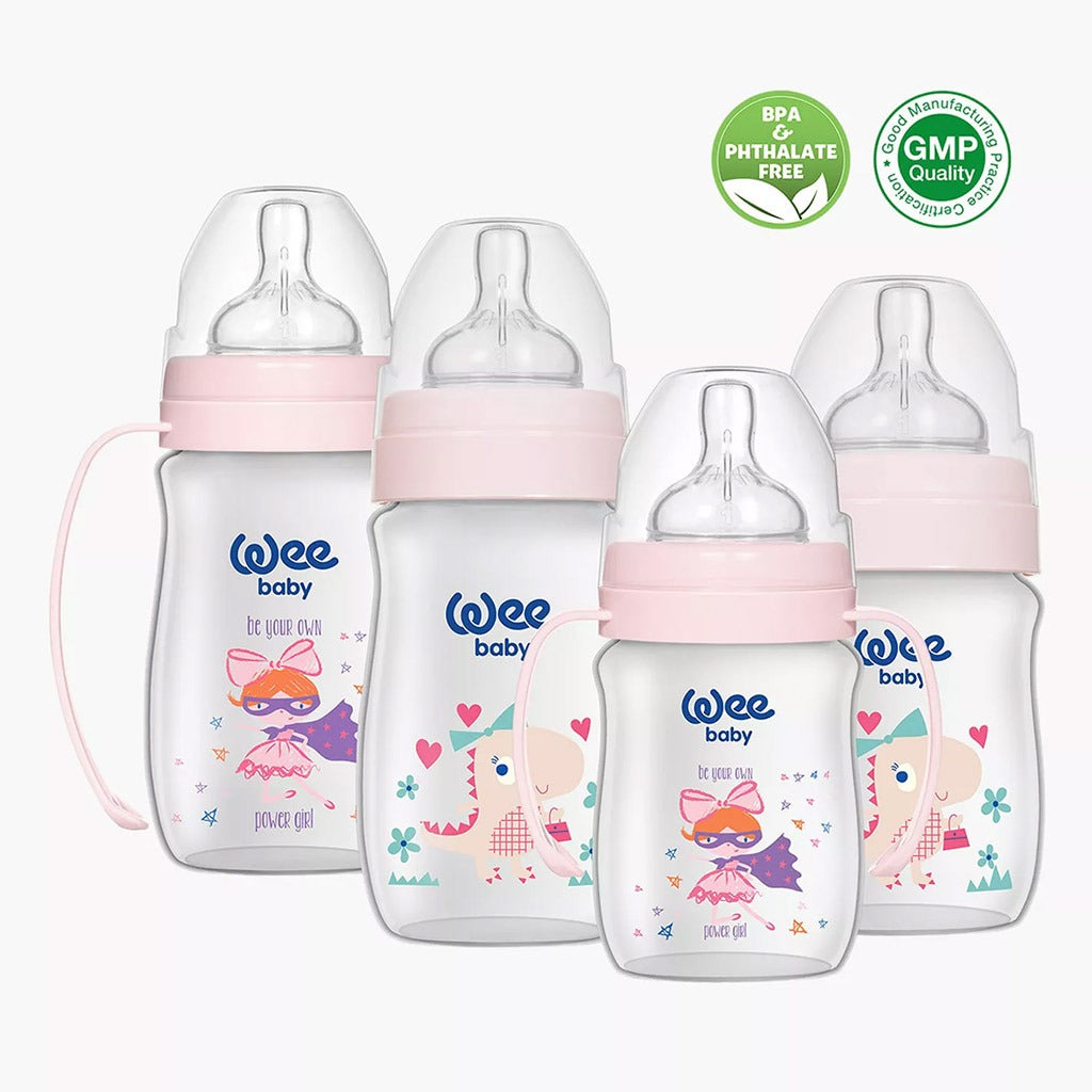 Wee Baby Classic Plus Wide Neck Newborn PP Feeding Bottle Starter Set Pink - Easy Pharmacy LLC
