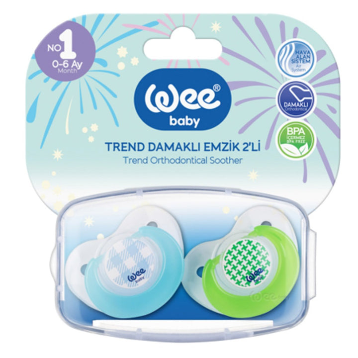 Wee Baby Assorted Double Trend Orthodontic Soother With Case For 0-6 Months Baby, Pack of 2's - Easy Pharmacy LLC