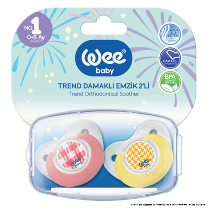 Wee Baby Assorted Double Trend Orthodontic Soother With Case For 0-6 Months Baby, Pack of 2's - Easy Pharmacy LLC