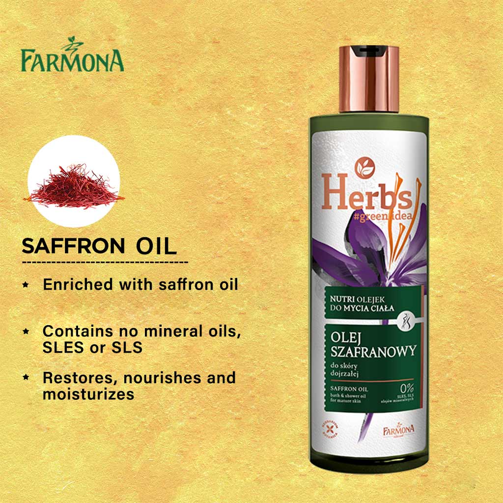 Farmona Herbs Saffron Oil Bath & Shower Gel For Mature Skin 400ml - Easy Pharmacy LLC