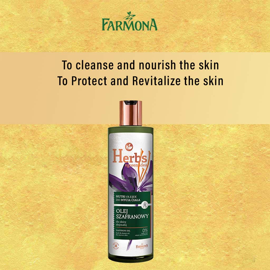 Farmona Herbs Saffron Oil Bath & Shower Gel For Mature Skin 400ml - Easy Pharmacy LLC