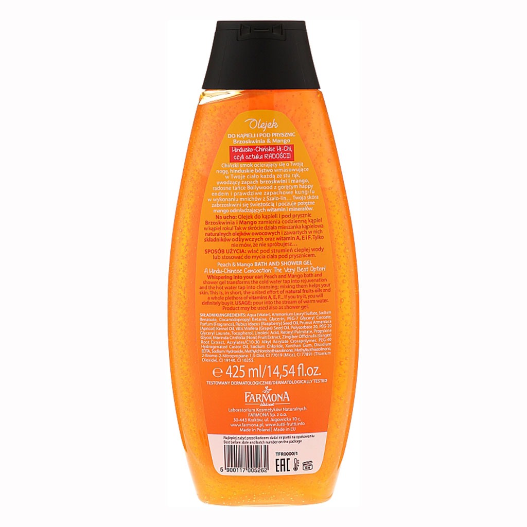 Farmona Tutti-Frutti Peach & Mango Bath And Shower Gel 425ml - Easy Pharmacy LLC