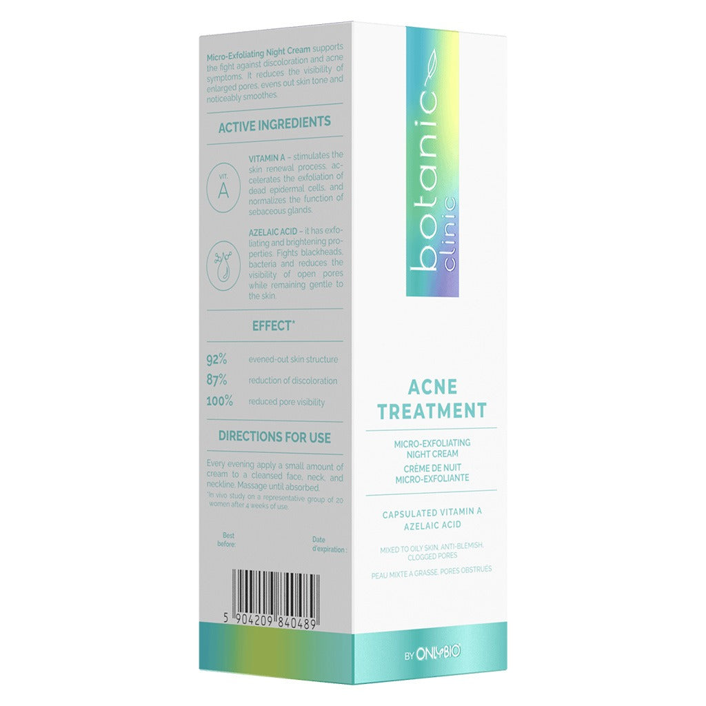 OnlyBio Botanic Clinic Acne Treatment Micro-Exfoliating Night Cream For Blemish Prone Skin 50ml - Easy Pharmacy LLC