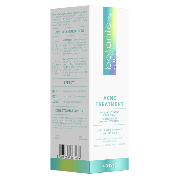 OnlyBio Botanic Clinic Acne Treatment Micro-Exfoliating Night Cream For Blemish Prone Skin 50ml - Easy Pharmacy LLC