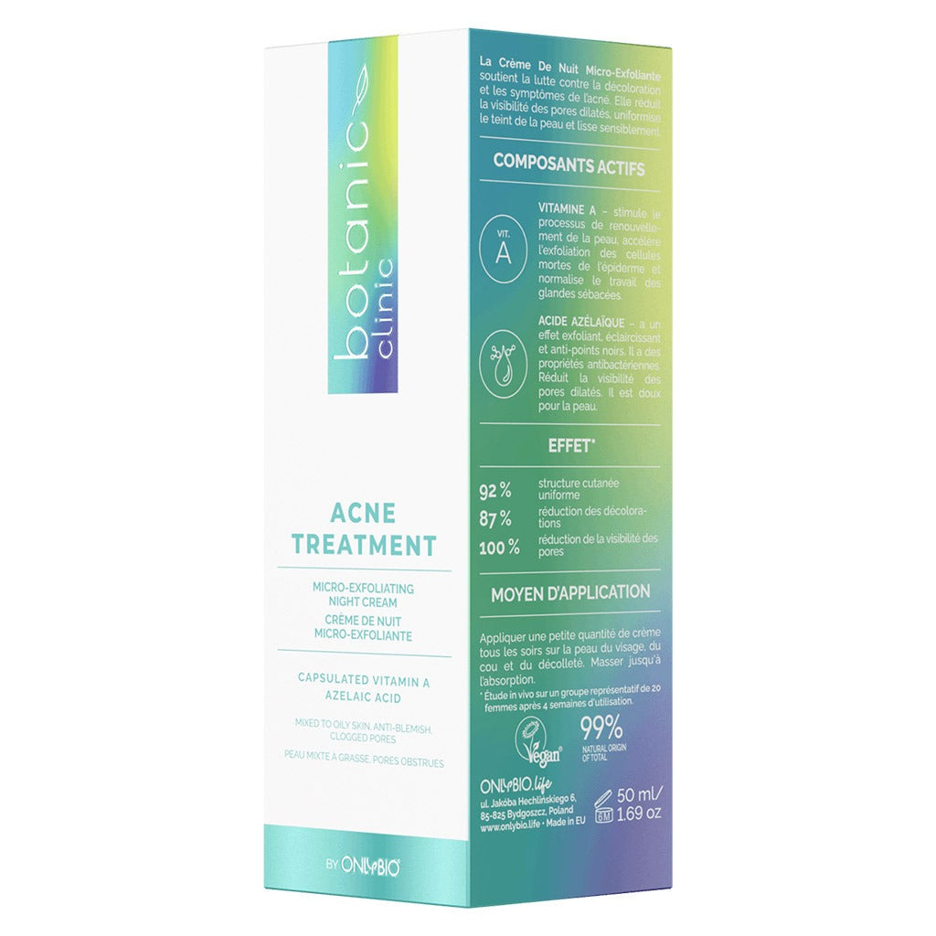 OnlyBio Botanic Clinic Acne Treatment Micro-Exfoliating Night Cream For Blemish Prone Skin 50ml - Easy Pharmacy LLC