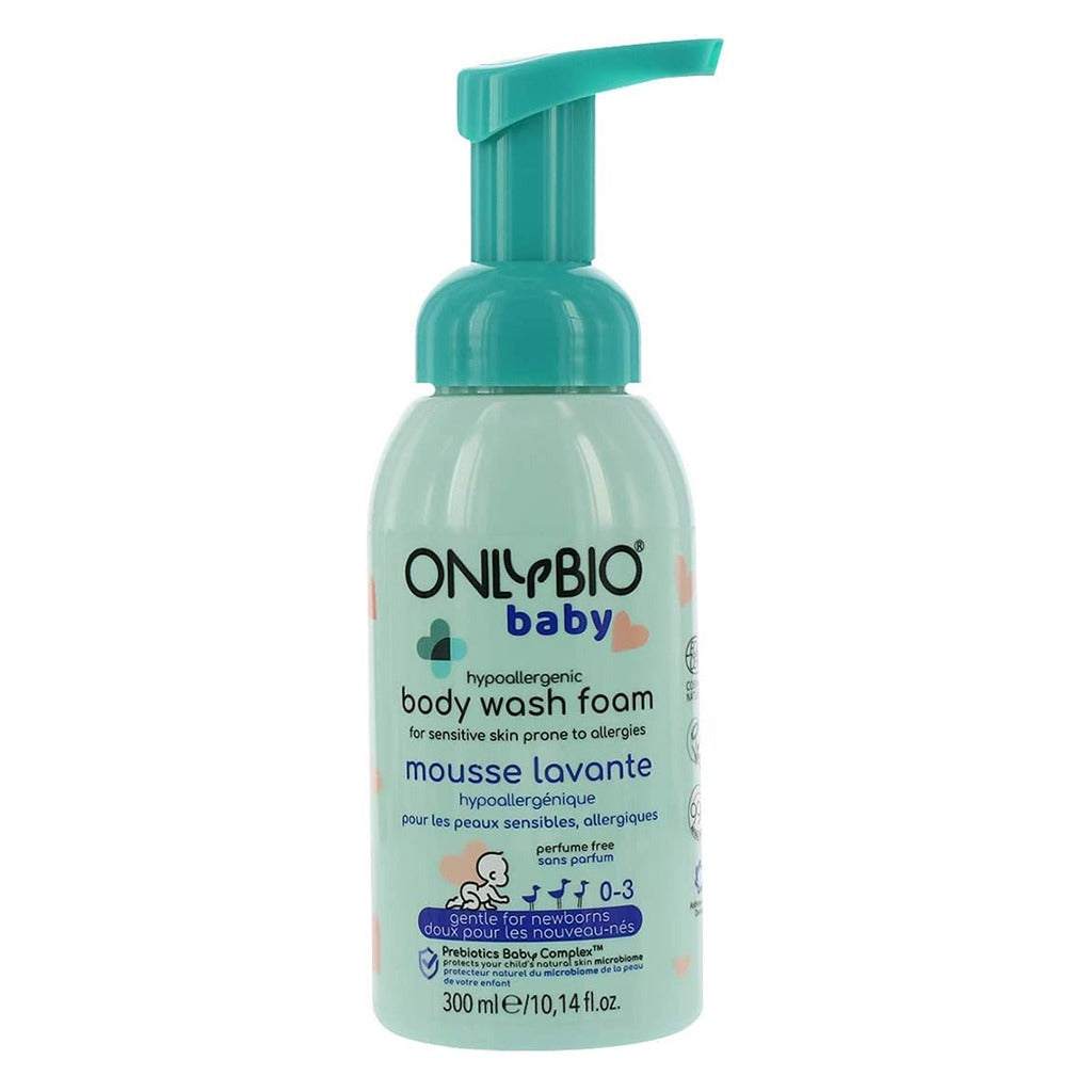 OnlyBio Baby Hypoallergenic Perfume Free Body Wash Foam For Newborn's Sensitive Skin Prone To Allergy 300ml - Easy Pharmacy LLC