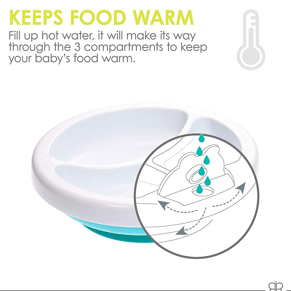 Bbluv Plato Aqua Warm Suction Base Feeding Plate Blue, Pack of 1's - Easy Pharmacy LLC