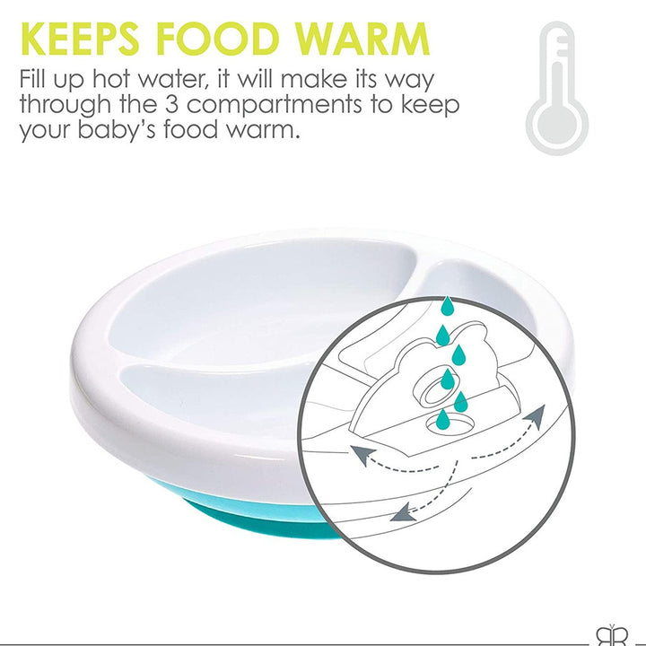Bbluv Plato Aqua Warm Suction Base Feeding Plate Blue, Pack of 1's - Easy Pharmacy LLC