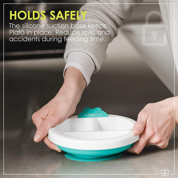 Bbluv Plato Aqua Warm Suction Base Feeding Plate Blue, Pack of 1's - Easy Pharmacy LLC