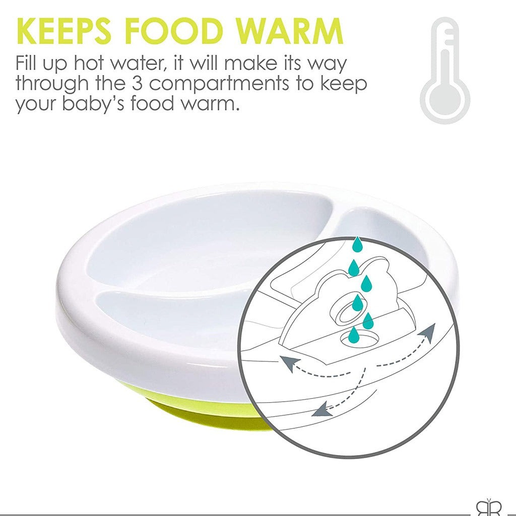 Bbluv Plato Aqua Warm Suction Base Feeding Plate Lime, Pack of 1's - Easy Pharmacy LLC